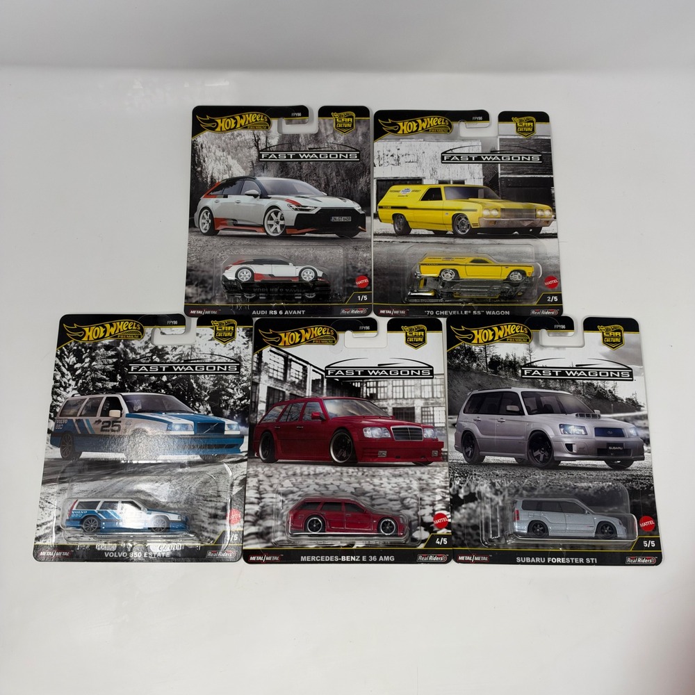 Hot Wheels Car Culture Fast Wagons Complete Set Real Riders Audi Volvo Mercedes
